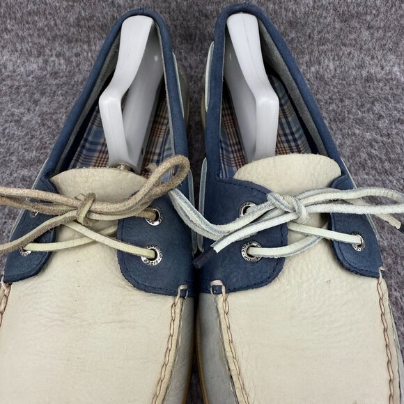 ✅Mens 12M Sperry Top-Sider Boat Shoes Navy & Beige Leather Casual Deck Loafers - Picture 8 of 11